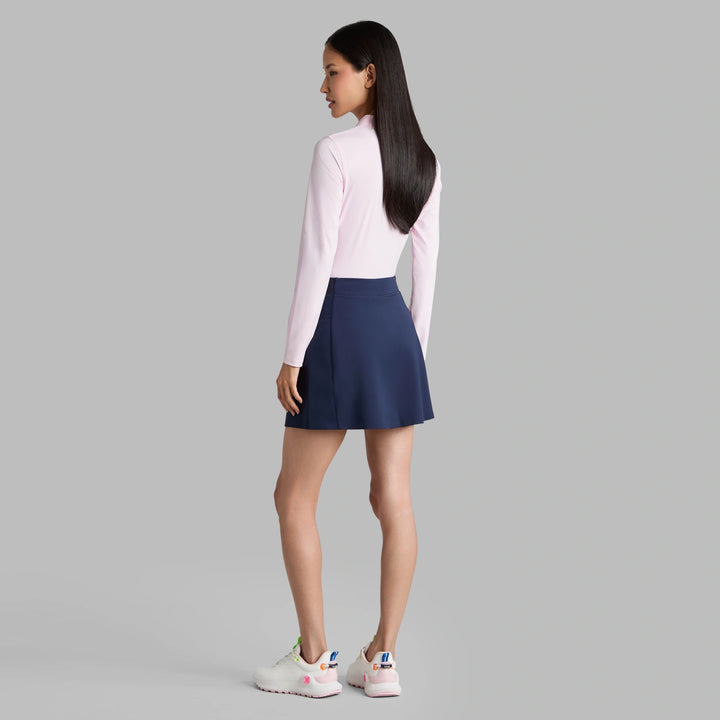 Silky Tech Nylon Long Sleeve Zip Polo - Blush