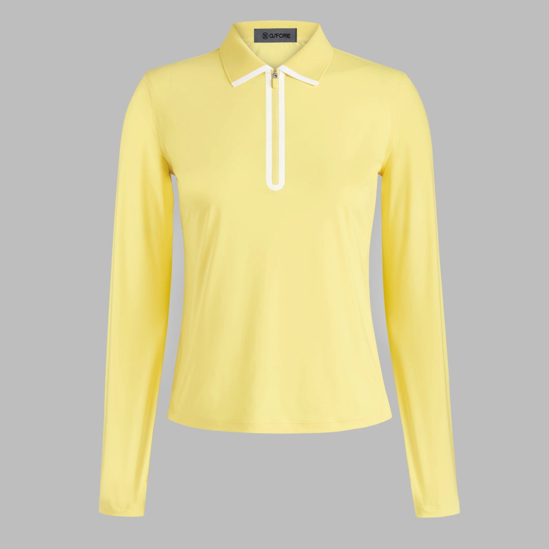 Silky Tech Nylon Long Sleeve Zip Polo - Canary