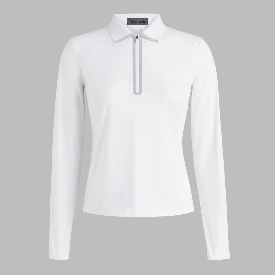 Silky Tech Nylon Long Sleeve Zip Polo - Snow