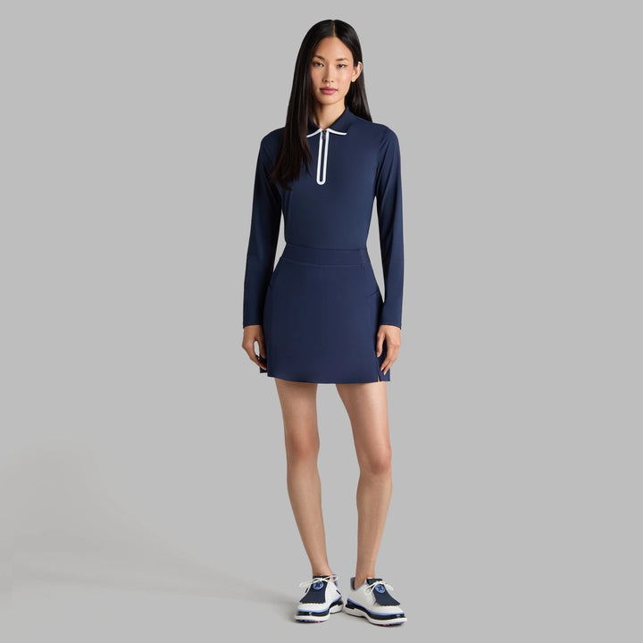 Silky Tech Nylon Long Sleeve Zip Polo - Twilight