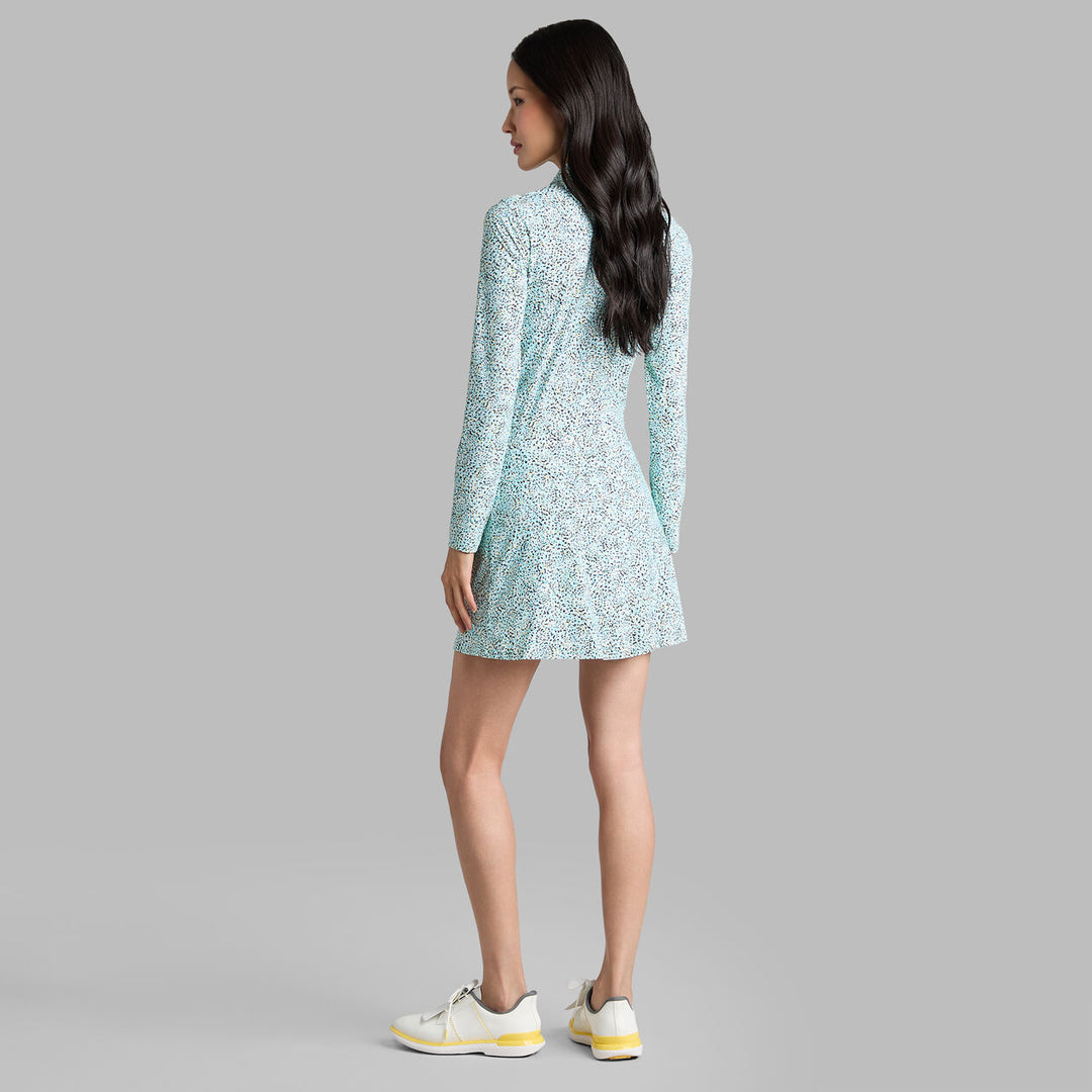 Fireworks Print Silky Tech Nylon L/S Polo - Cenote
