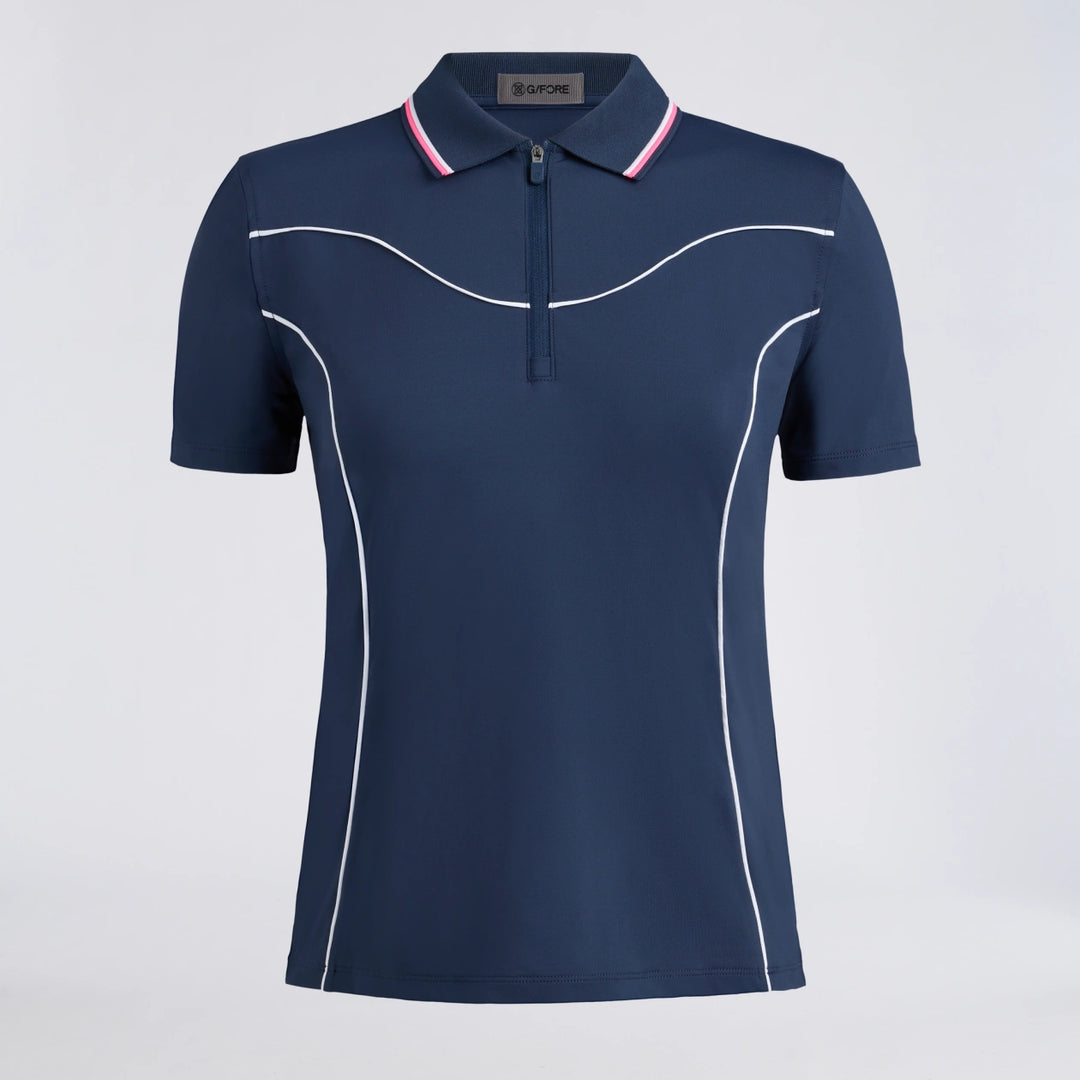 Stretch Nylon Interlock Contour 1/4 Zip Polo - Twilight