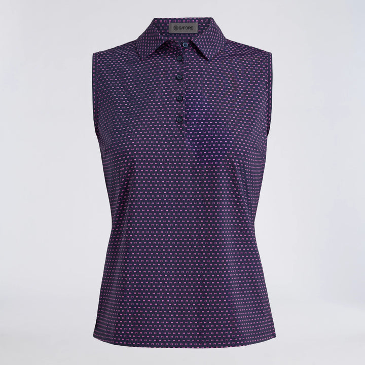 Geo 2 Silky Tech Nylon Sleeveless Polo - Twilight / Knockout Pink