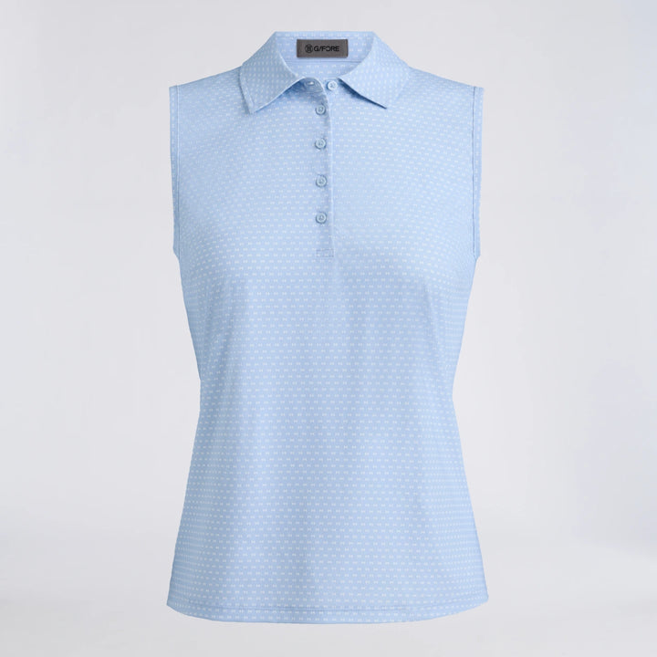 Geo 2 Silky Tech Nylon Sleeveless Polo - Sky / Snow