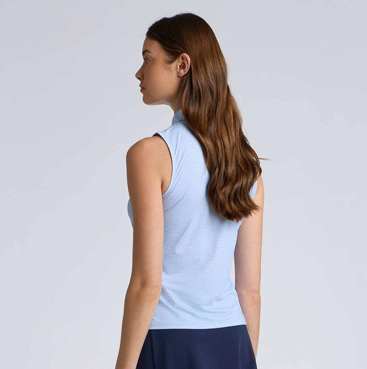 Geo 2 Silky Tech Nylon Sleeveless Polo - Sky / Snow