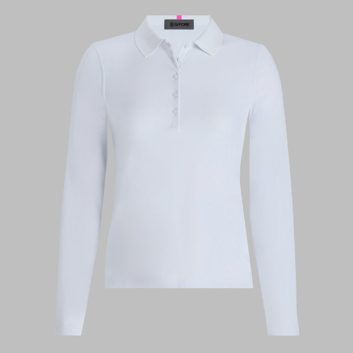 Tech Nylon Rib Long Sleeve Polo - Snow