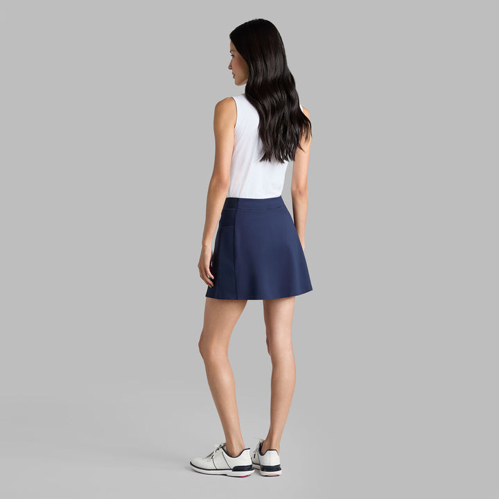 Pleated Collar Silky Tech Nylon Sleeveless Polo - Snow