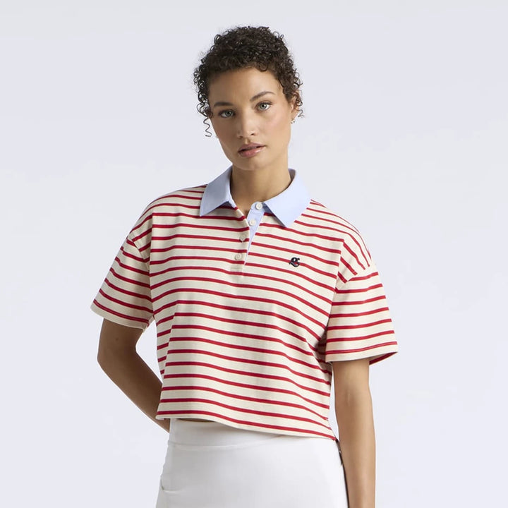Fore Corners Boxy Rugby Polo - Chalk White / Lava