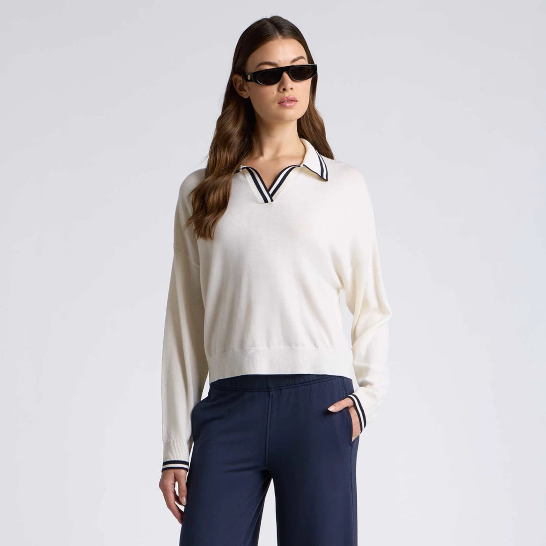 Johnny Collar Fine Wool Sweater Polo - Chalk White
