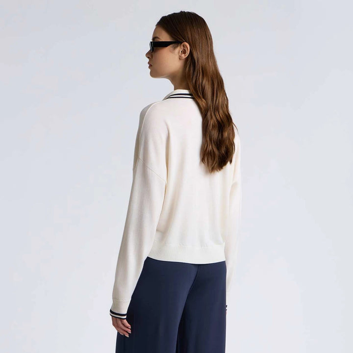 Johnny Collar Fine Wool Sweater Polo - Chalk White