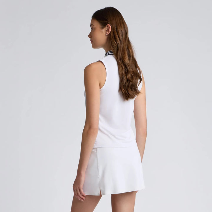 Icon Embroidered 1/4 Zip Sleeveless Polo - Snow