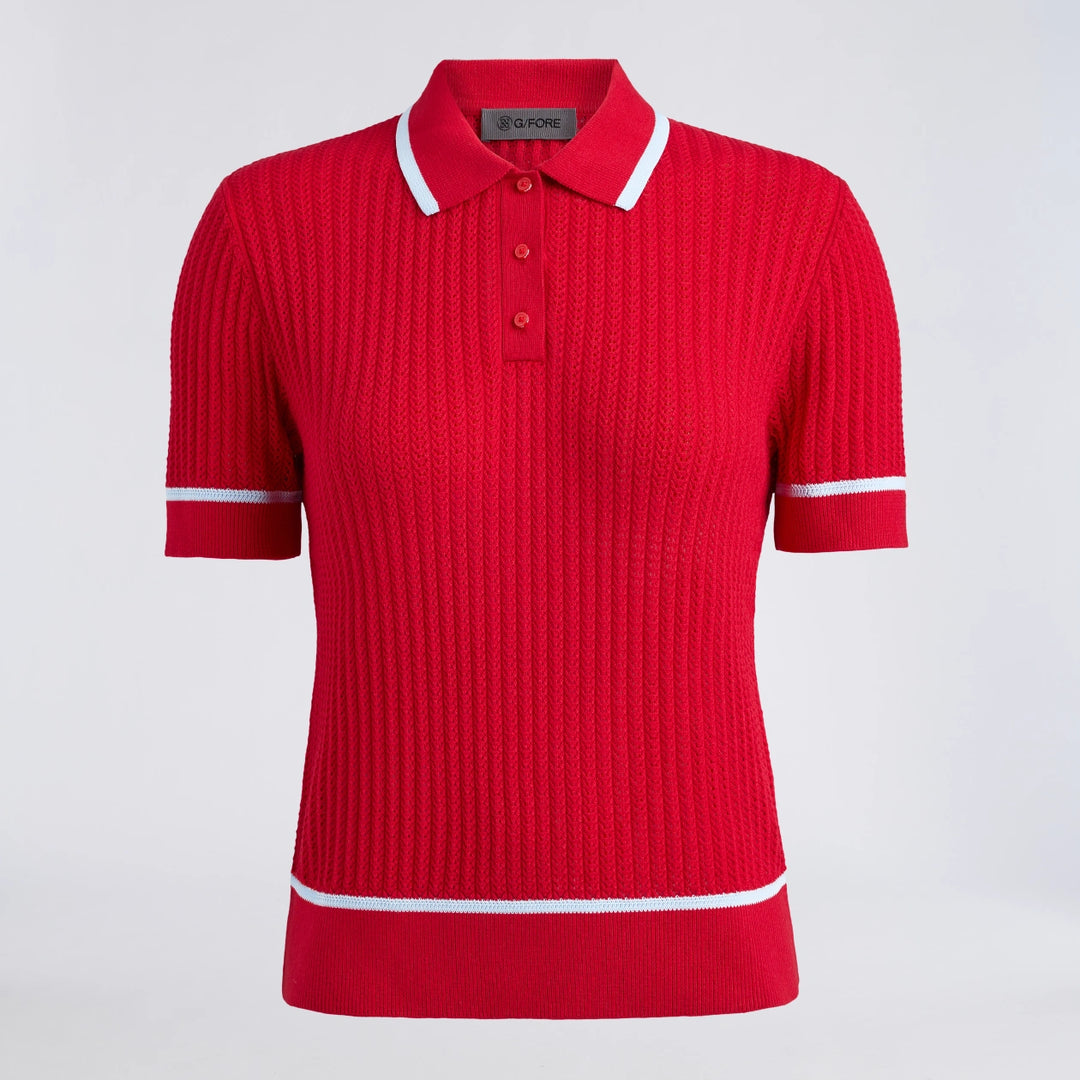 Summer Friday Textured Knit Polo - Lava