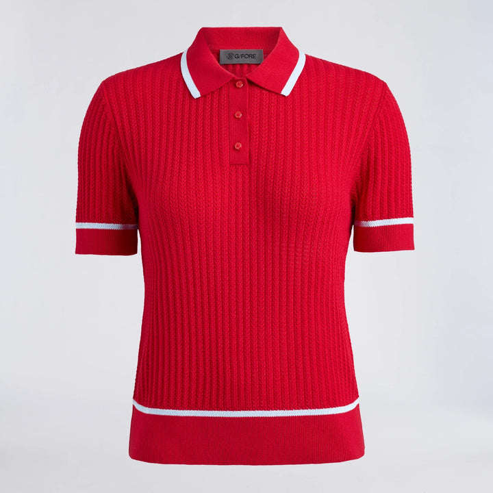 Summer Friday Textured Knit Polo - Lava