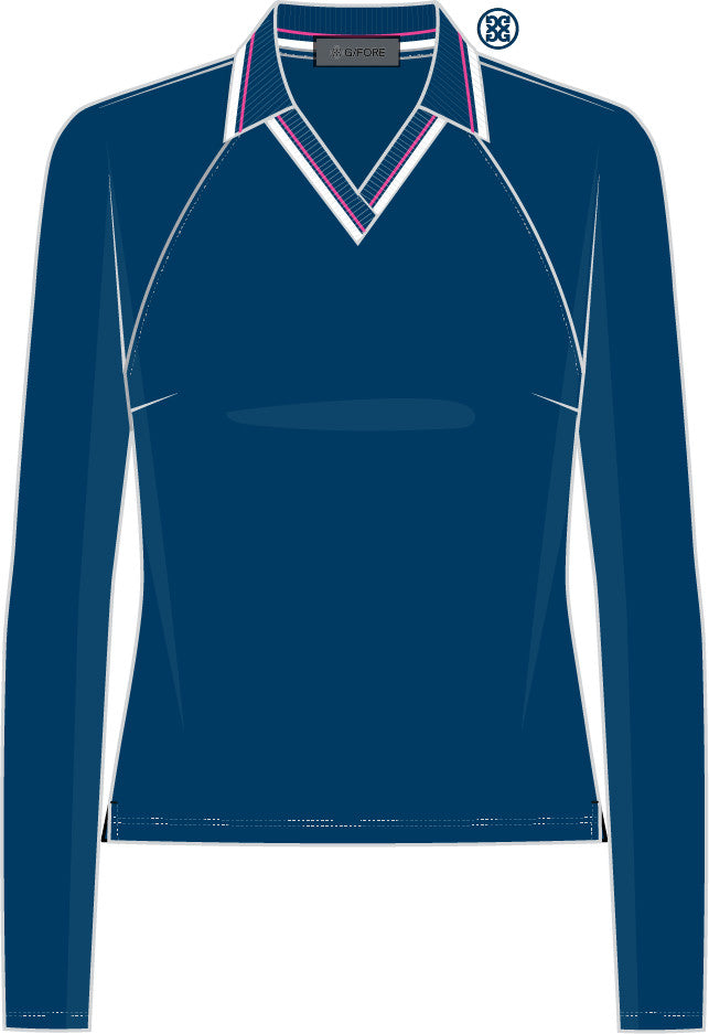 Mini V-neck Raglan Long Sleeve Polo - Twilight