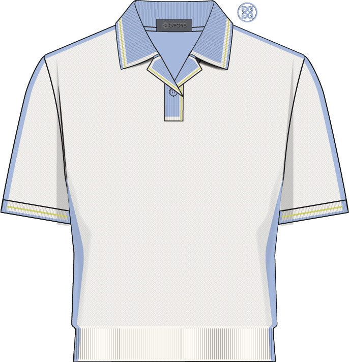 The Camp Colour Blocked Sweater Polo - Chalk White / Sky