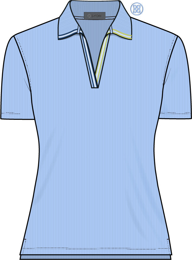 Johnny Collar Tech Nylon Rib Polo - Sky