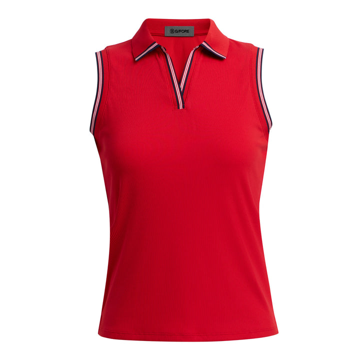Johnny Collar Ribbed Tech Sleeveless Polo - Lava / Twilight