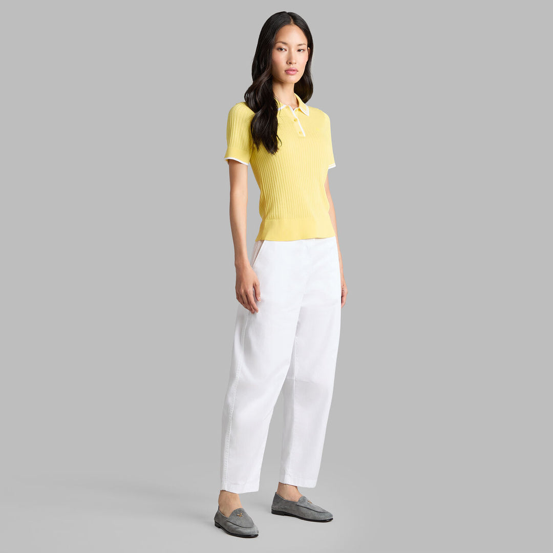 Cotton Blend Rib Knit Polo - Canary