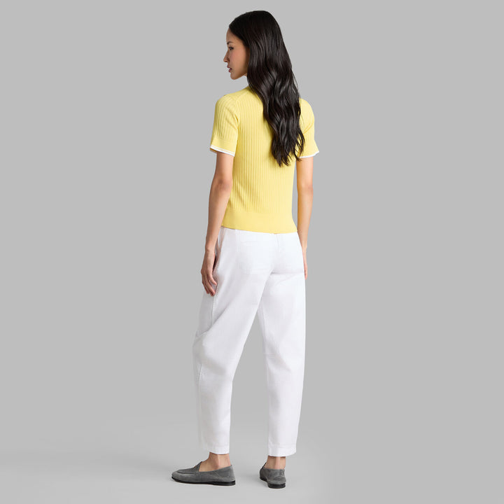 Cotton Blend Rib Knit Polo - Canary