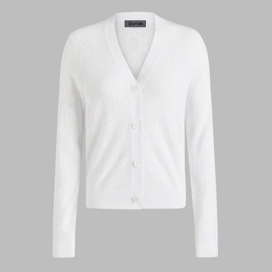 Pointelle Stitch Cardigan Sweater - Snow