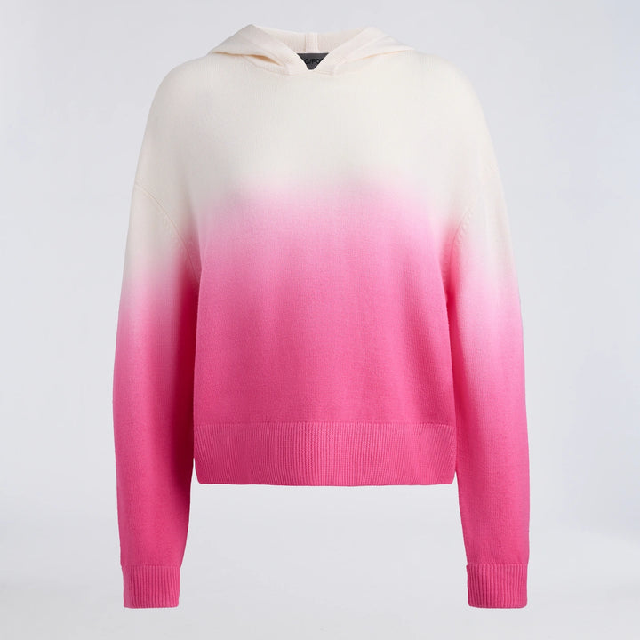 Dip Dyed Merino Wool Hoodie - Chalk White / Knockout Pink