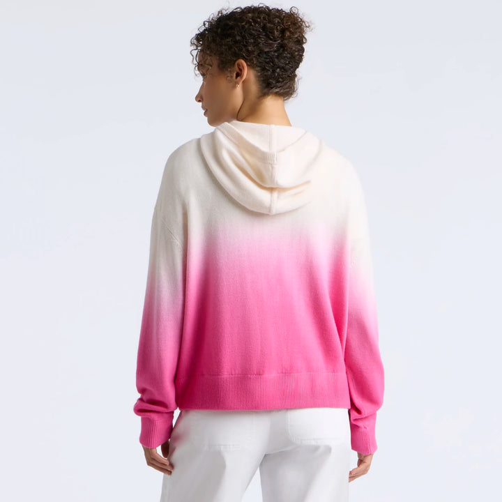 Dip Dyed Merino Wool Hoodie - Chalk White / Knockout Pink