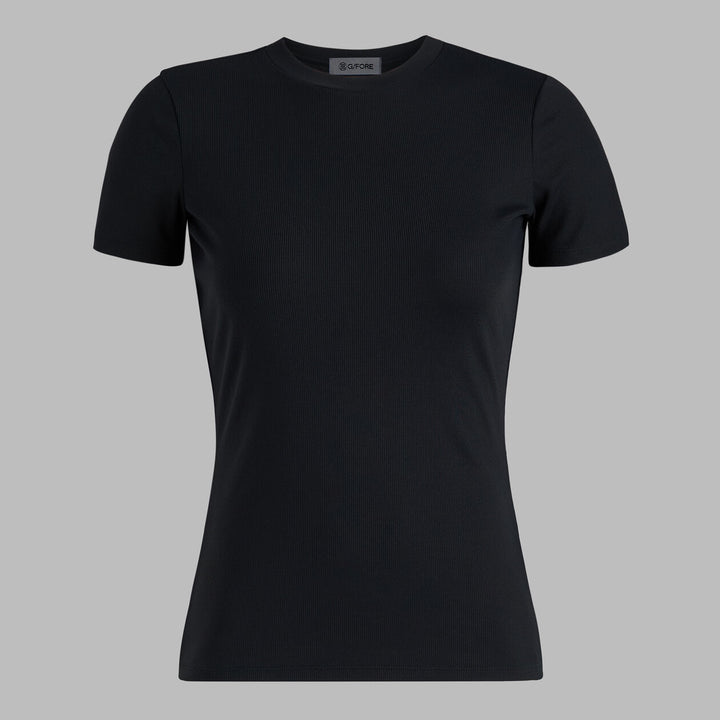 Tech Nylon Rib Fitted Tee - Onyx