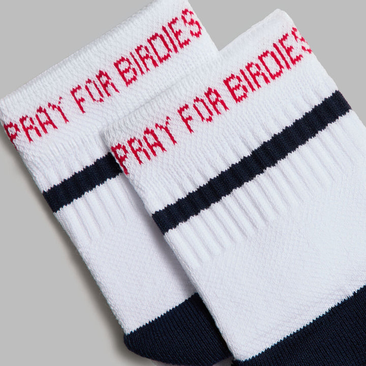 Pray For Birdies Quarter Sock - Snow/Twilight