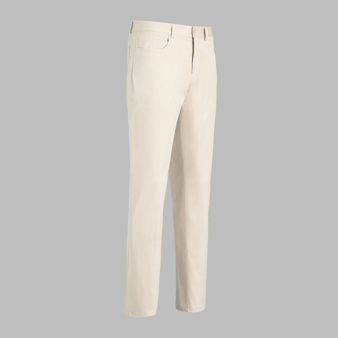 Cotton Twill 5 Pocket Straight Leg Pant - Pumice