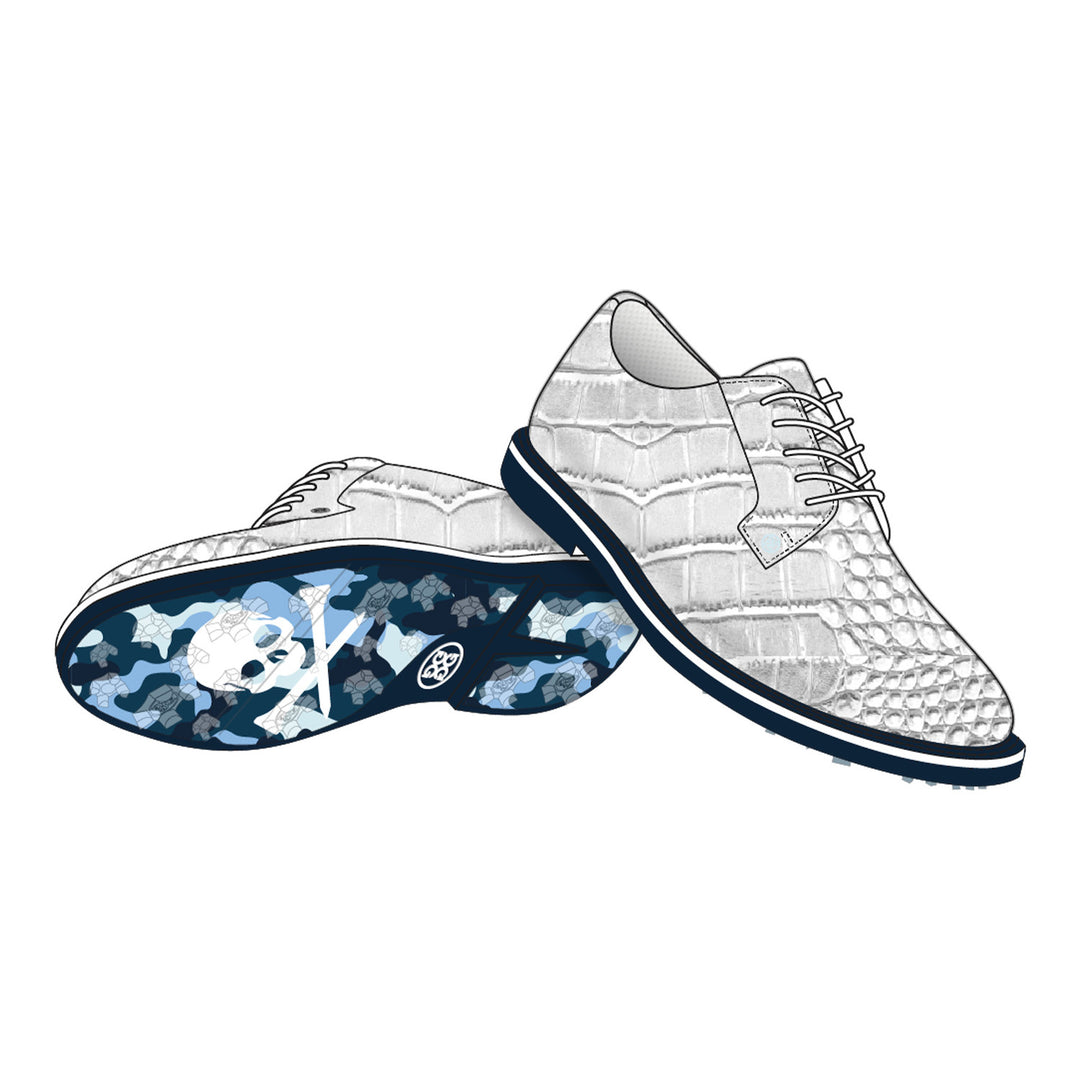 Gallivanter G/Lock Croc Embossed Leather Derby Golf Shoe - Snow