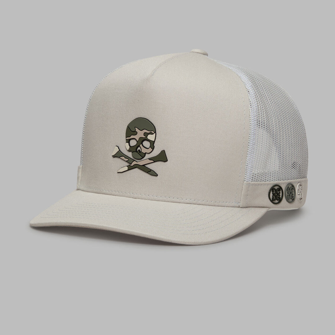 CAMO SKULL &amp;amp; TEES TALL TRUCKER HAT - Pumice