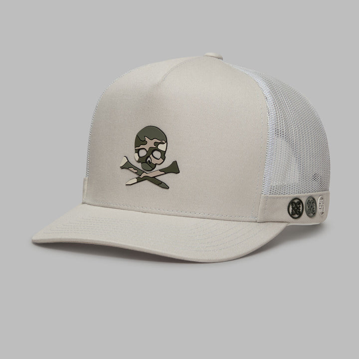 CAMO SKULL &amp;amp; TEES TALL TRUCKER HAT - Pumice