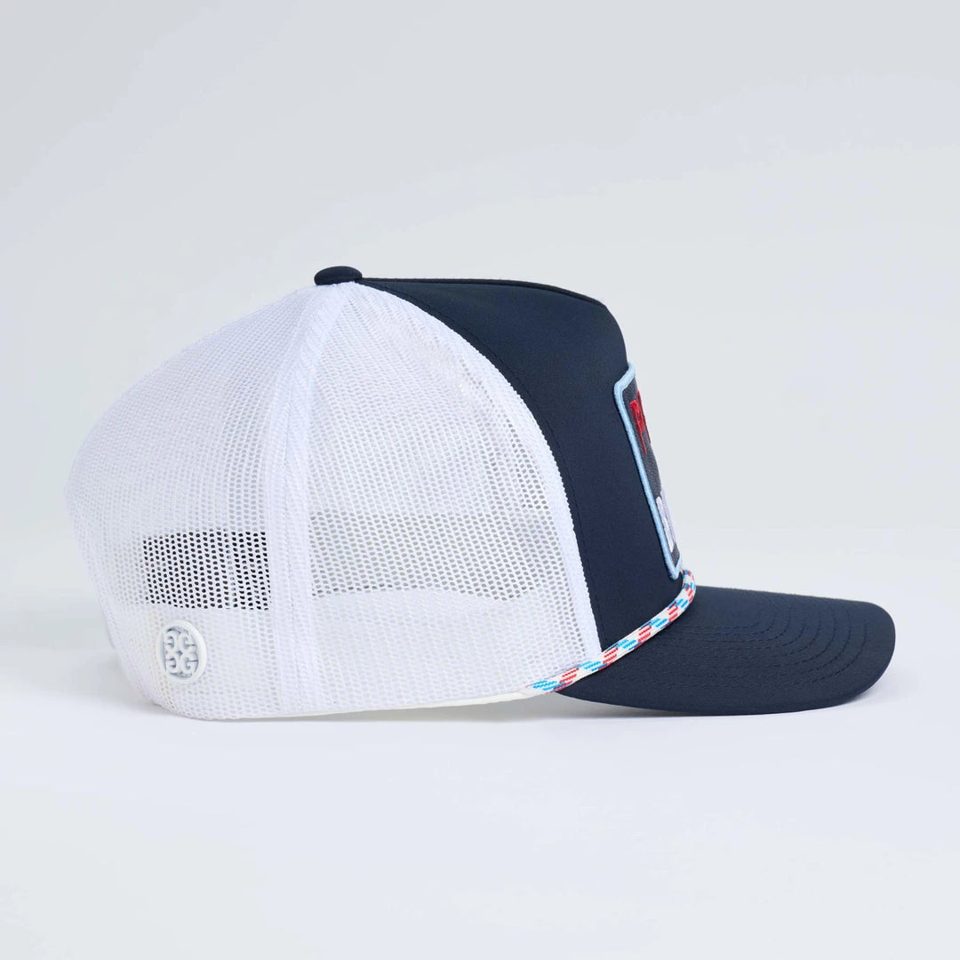 Pray For Birdies Retro Mid Trucker Hat - Twilight / Rwb