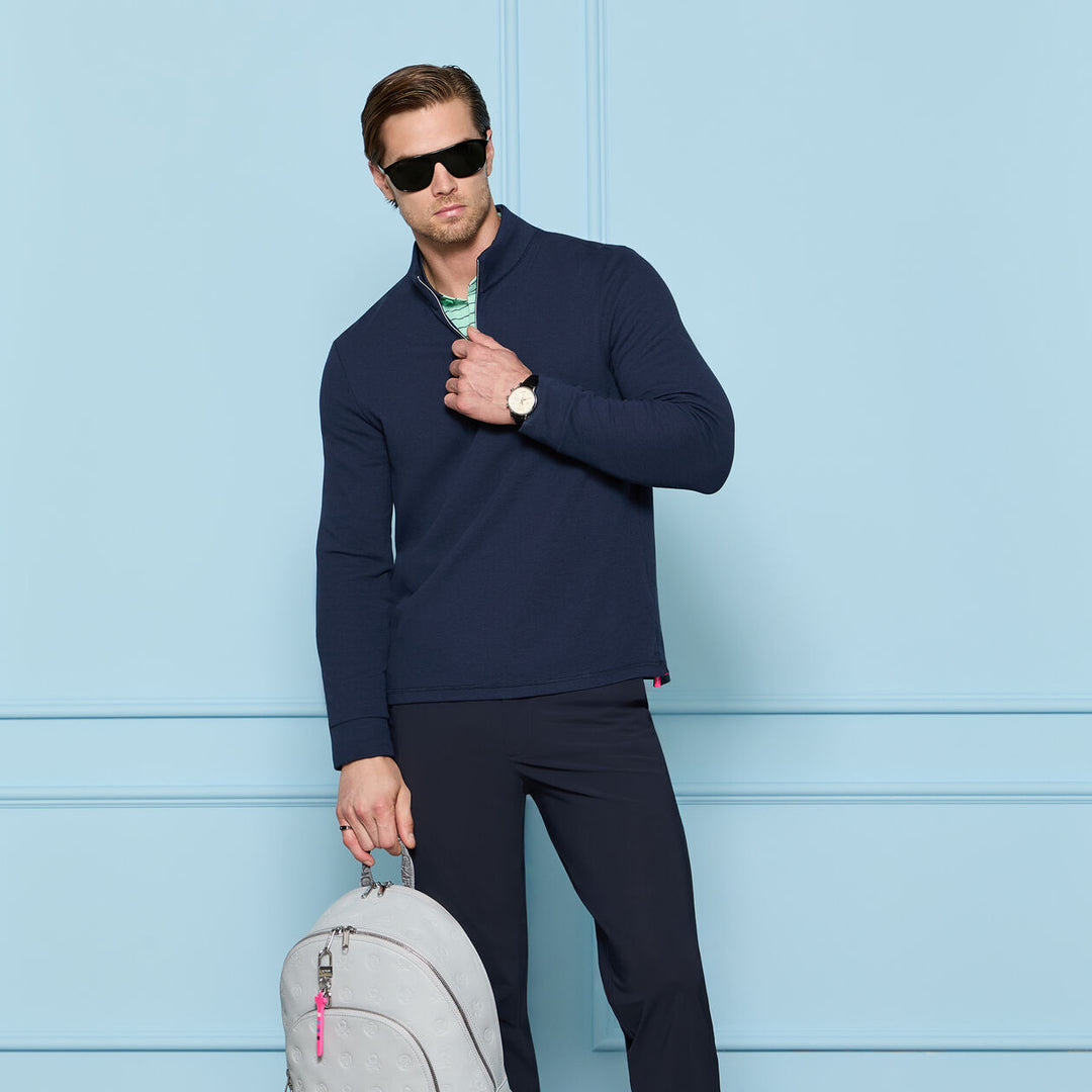Brushed Back Tech Terry 1/4 Zip Pullover - Twilight