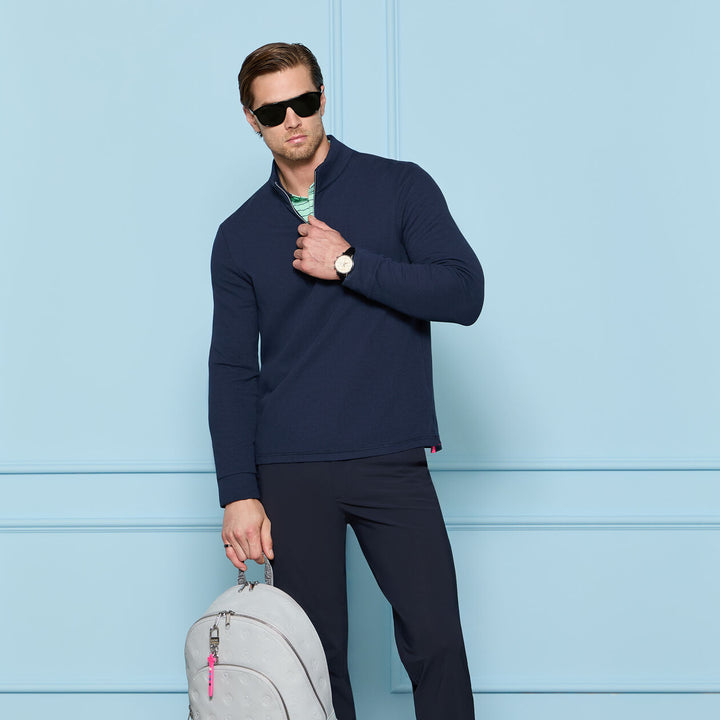 Brushed Back Tech Terry 1/4 Zip Pullover - Twilight