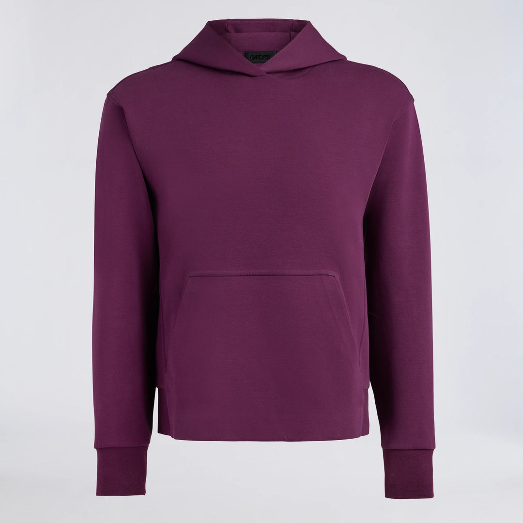 Cotton Blend Scuba Hoodie - Dark Plum
