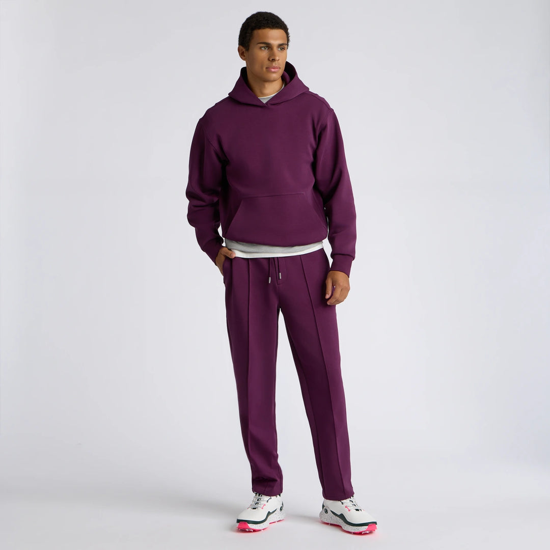 Cotton Blend Scuba Hoodie - Dark Plum