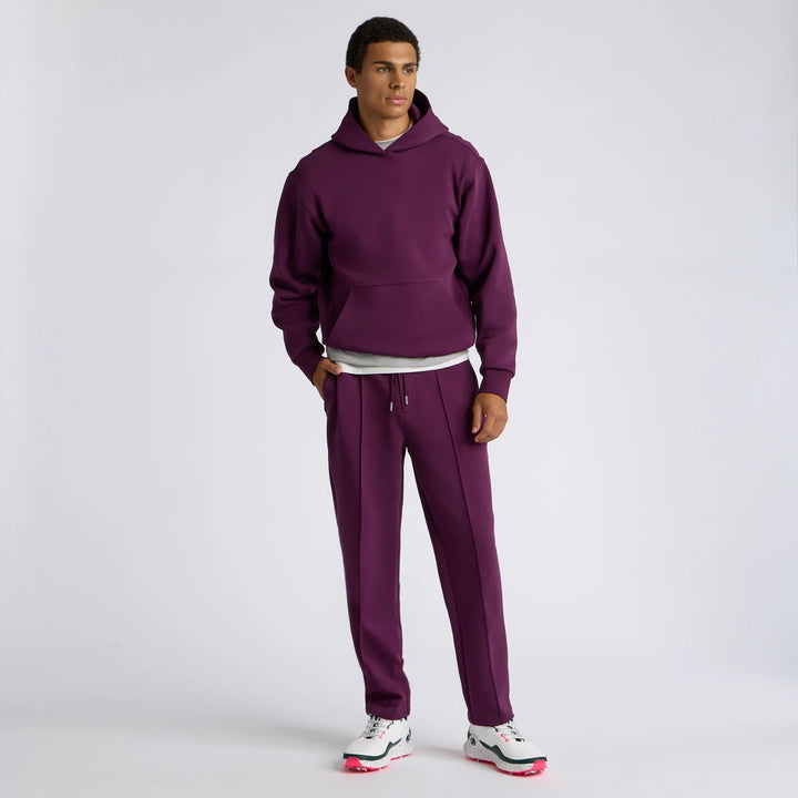 Cotton Blend Scuba Hoodie - Dark Plum