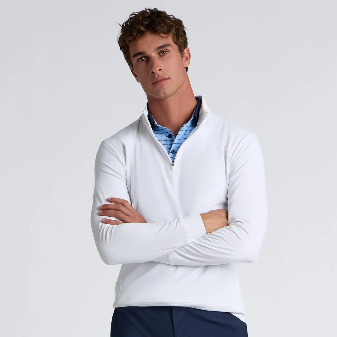 Brushed Back Tech Terry 1/4 Zip Pullover - Snow