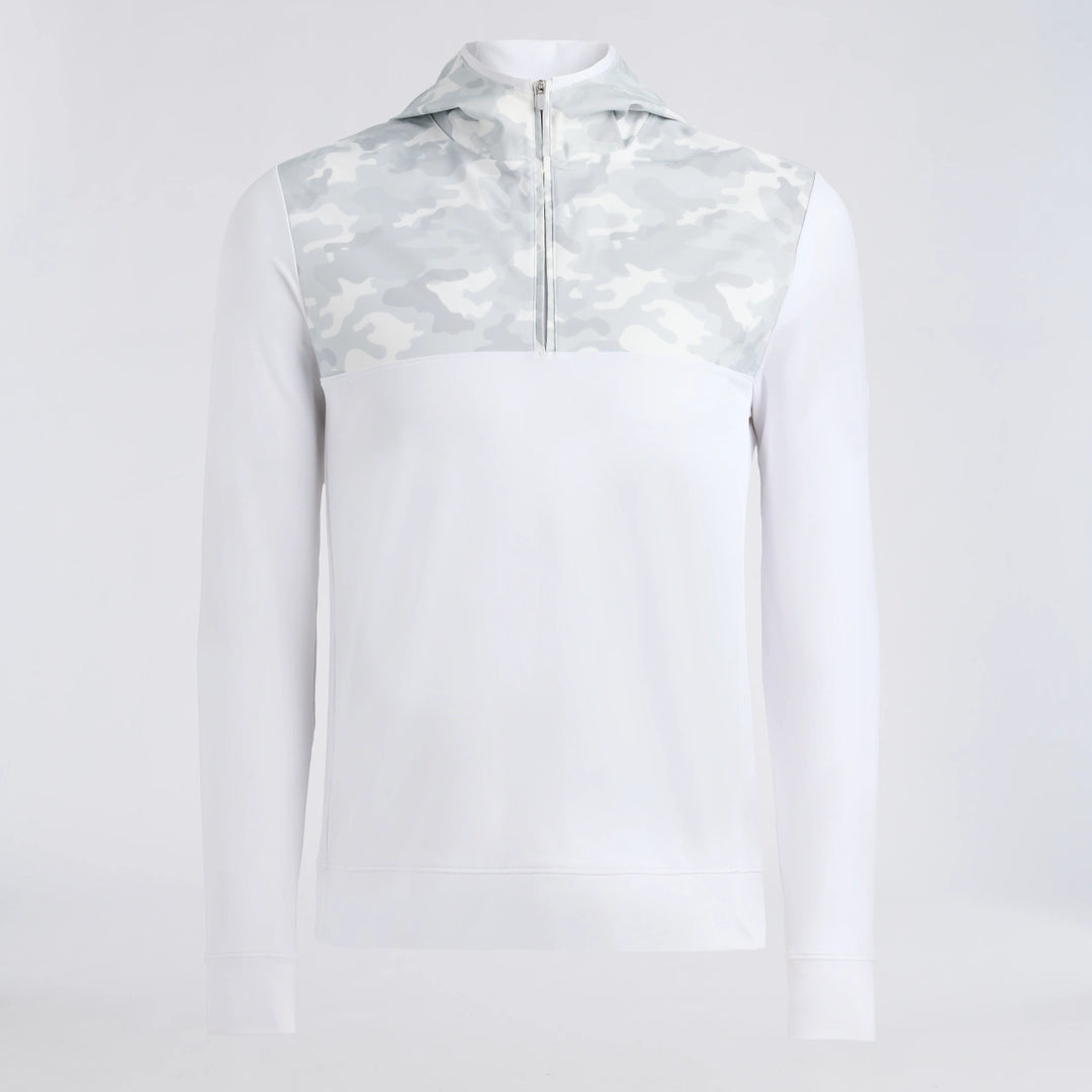 Camo Brushed Back Tech Terry 1/4 Zip Hoodie - Snow Camo