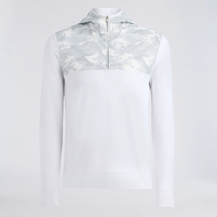 Camo Brushed Back Tech Terry 1/4 Zip Hoodie - Snow Camo