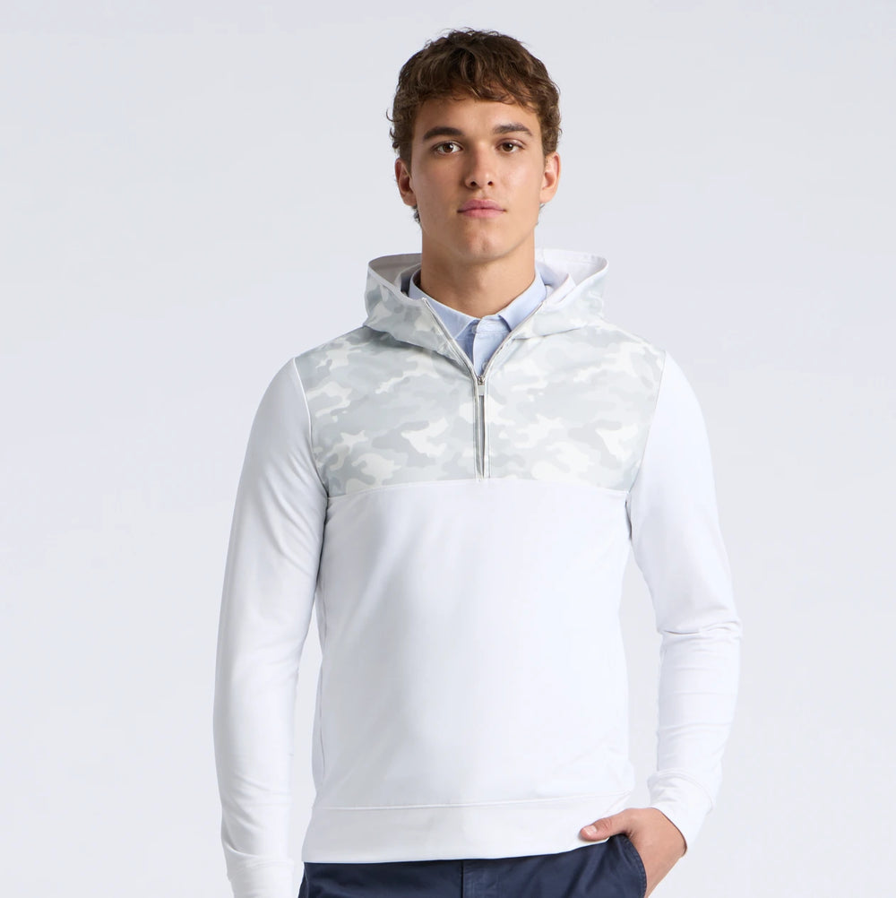 Camo Brushed Back Tech Terry 1/4 Zip Hoodie - Snow Camo