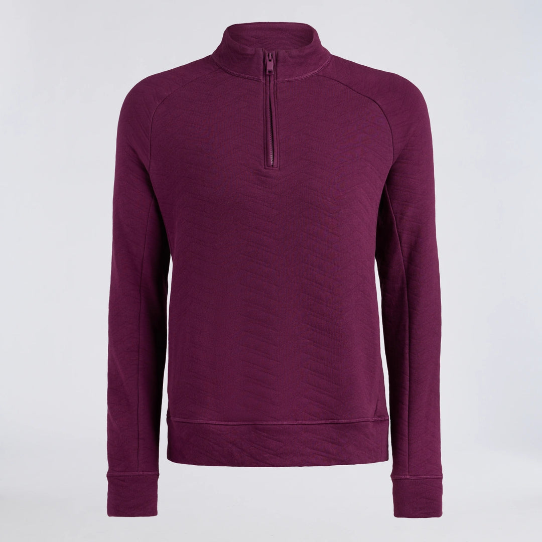 Dunes Cotton Quilted 1/4 Zip Pullover - Dark Plum