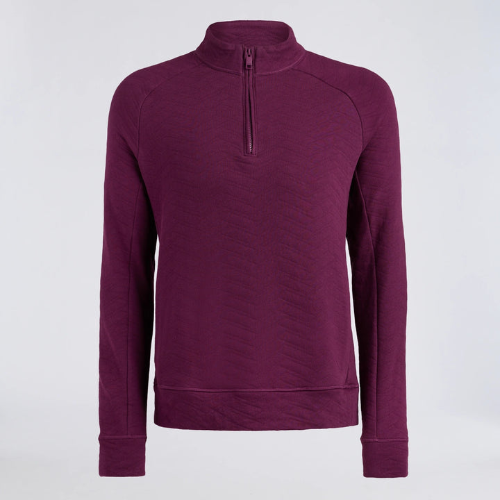 Dunes Cotton Quilted 1/4 Zip Pullover - Dark Plum