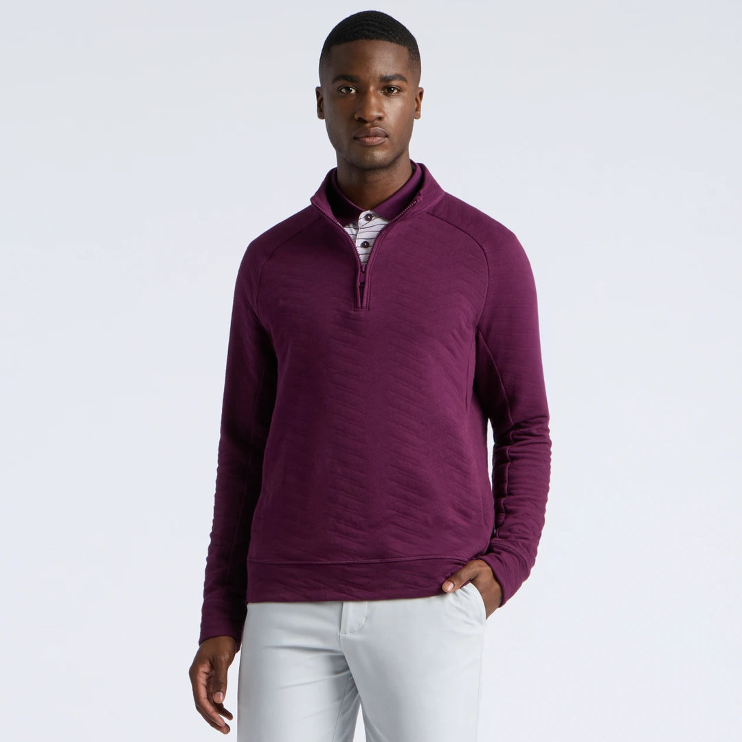 Dunes Cotton Quilted 1/4 Zip Pullover - Dark Plum