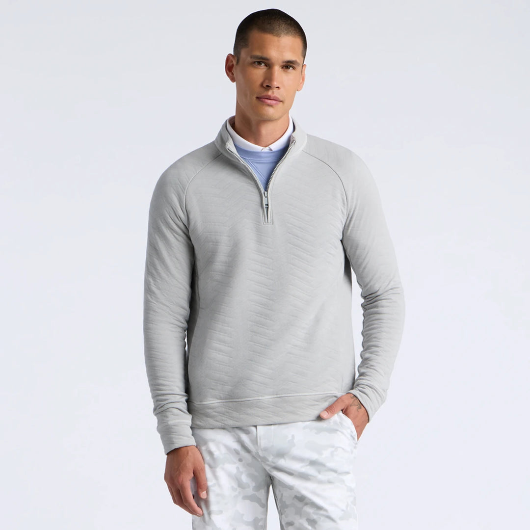Dunes Cotton Quilted 1/4 Zip Pullover - Nimbus Melange