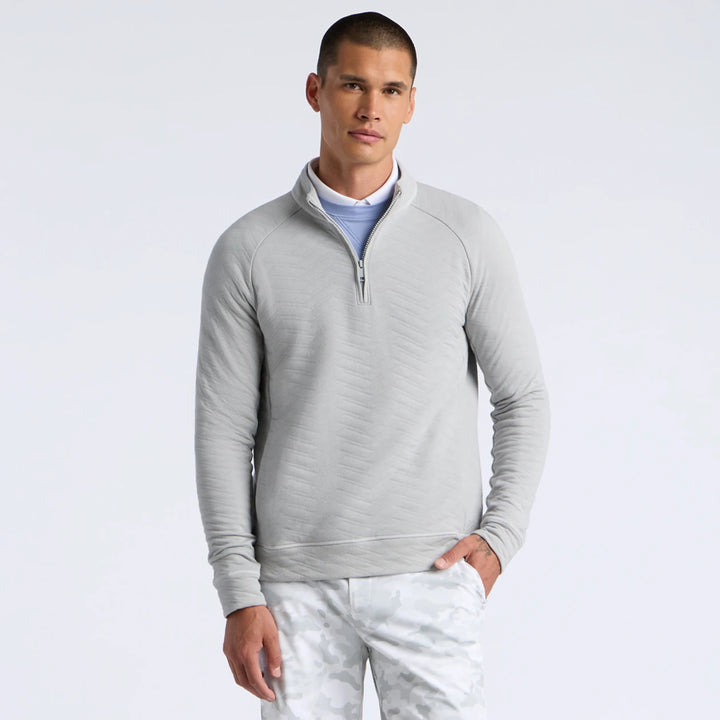 Dunes Cotton Quilted 1/4 Zip Pullover - Nimbus Melange