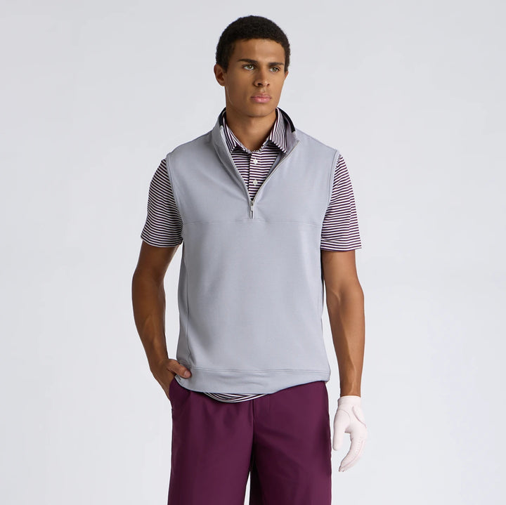 Brushed Back Tech Terry 1/4 Zip Vest - Nimbus Melange