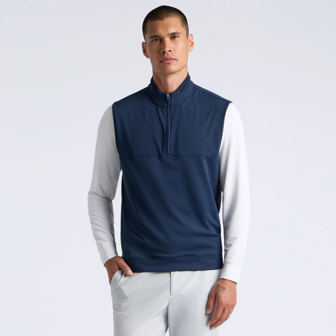 Brushed Back Tech Terry 1/4 Zip Vest - Twilight