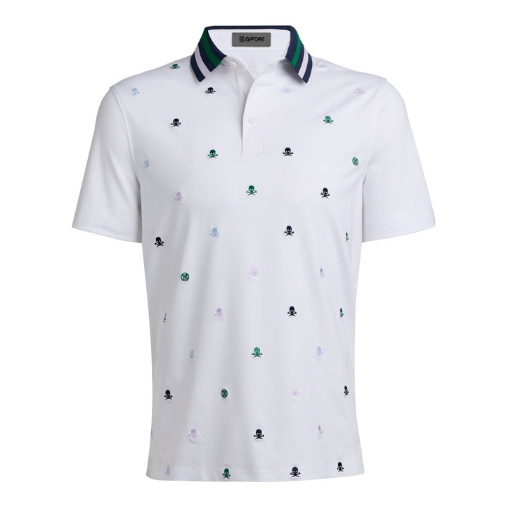Embroidered Tech Jersey Polo - Snow / Palm